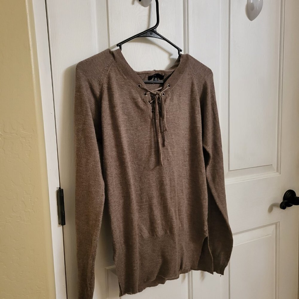 Fate brand lightweight hooded sweater Taupe-Brown SIZE: MEDIUM - Picture 3 of 8